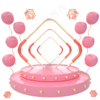 C4D母亲节粉嫩浪漫电商舞台