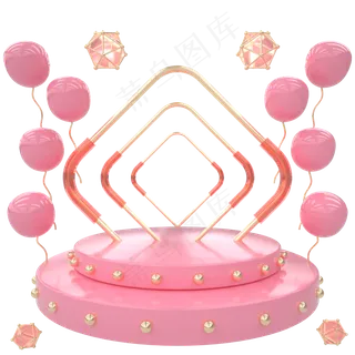 C4D母亲节粉嫩浪漫电商舞台