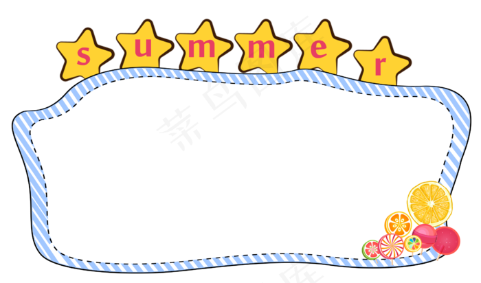 小清新装饰夏季条纹边框元素(2551X1500(DPI:300))psd模版下载