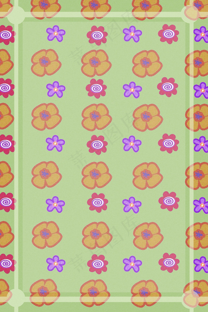 可爱简约春天花草背景边框