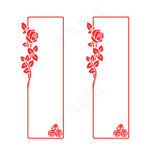 长方形玫瑰经典图框