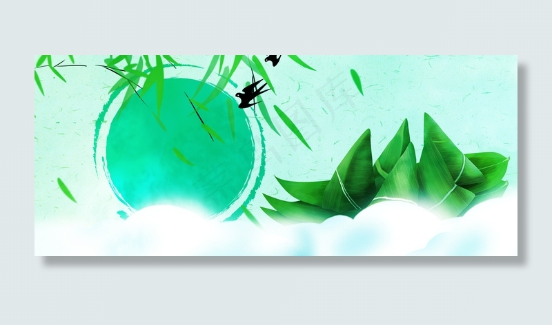 端午节吃粽子小清新美食促销背景