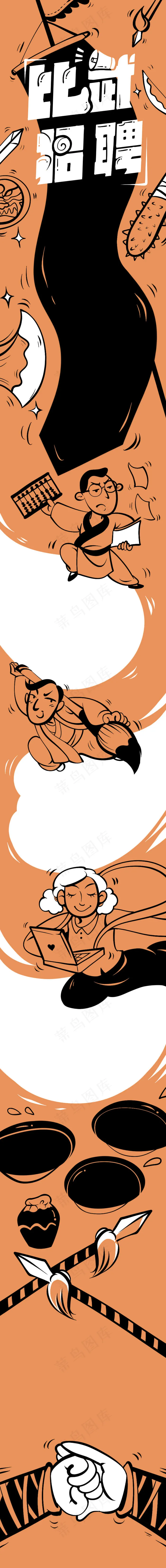 黄色系扁平招聘手机端页面配图(750X7086(DPI:600))psd模版下载