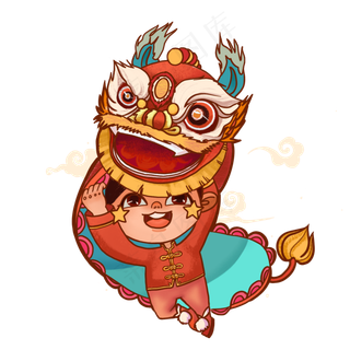 迎新年春节舞狮表演,免抠元素