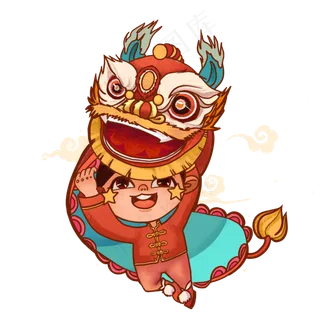 迎新年春节舞狮表演,免抠元素 迎新年春节舞狮表演,免抠元素