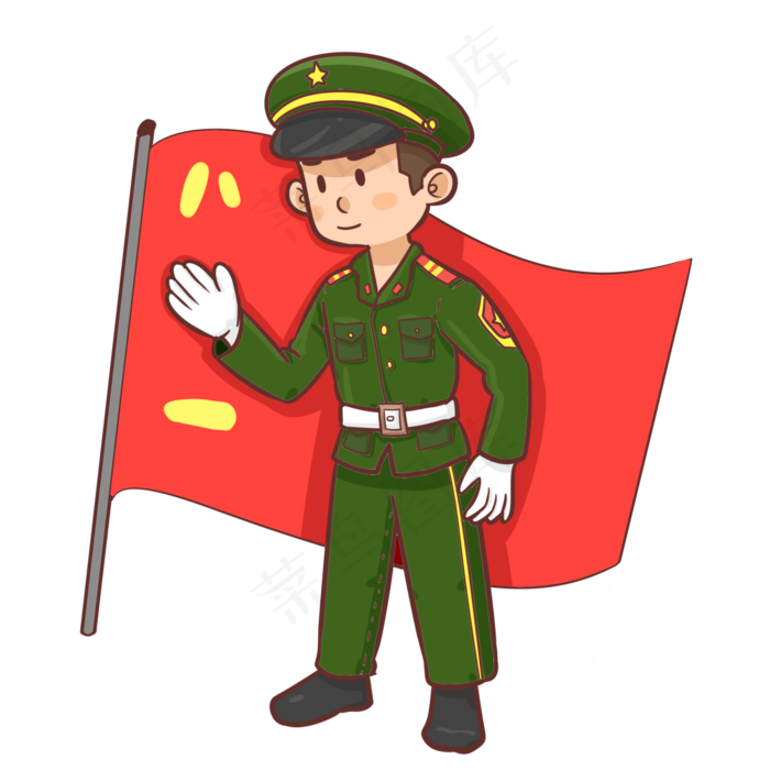 八一建军节在红旗下的士兵