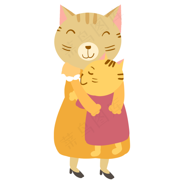 母亲节拥抱的小猫妈妈和他的孩子