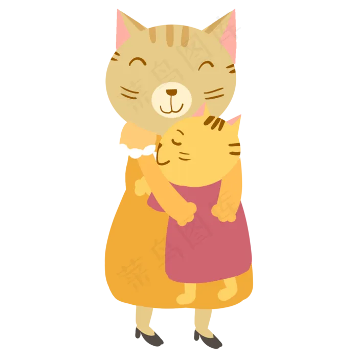 母亲节拥抱的小猫妈妈和他的孩子(2000X2000(DPI:300))psd模版下载