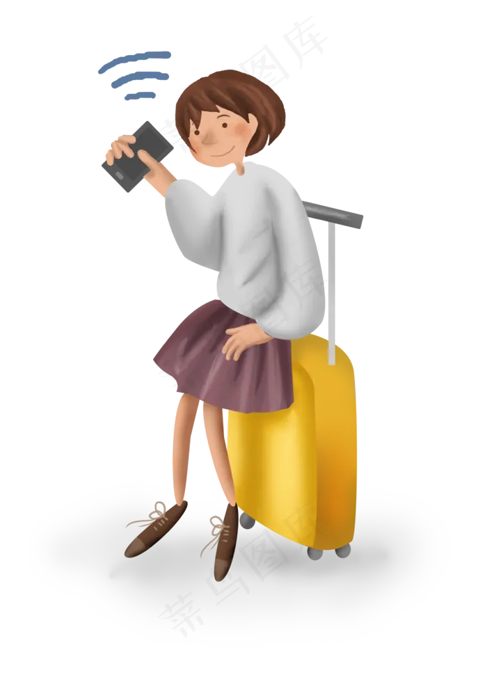 世界旅游日出游的打电话女孩(3508X4961(DPI:300))psd模版下载