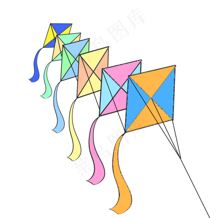 卡通菱形连体传统风筝(2000X2000(DPI:299))psd模版下载