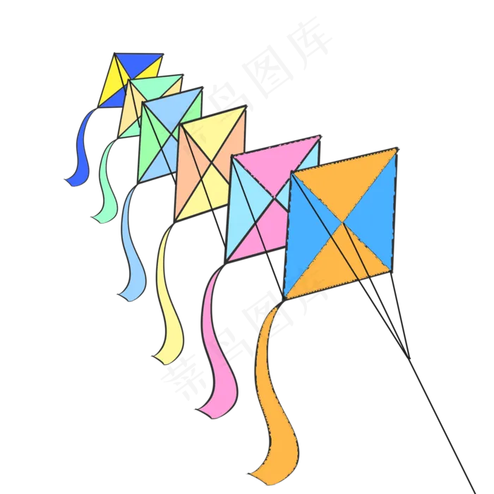 卡通菱形连体传统风筝(2000X2000(DPI:299))psd模版下载