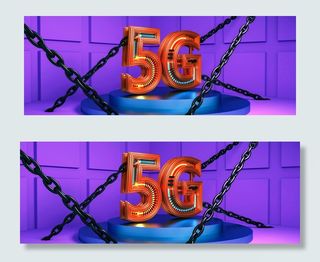 5G科技金属字体紫色橙色网络电商淘宝