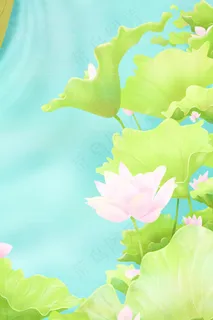 夏季手绘荷叶荷花 夏季手绘荷叶荷花