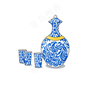 青花瓷酒坛免扣装饰