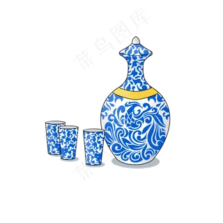 青花瓷酒坛免扣装饰