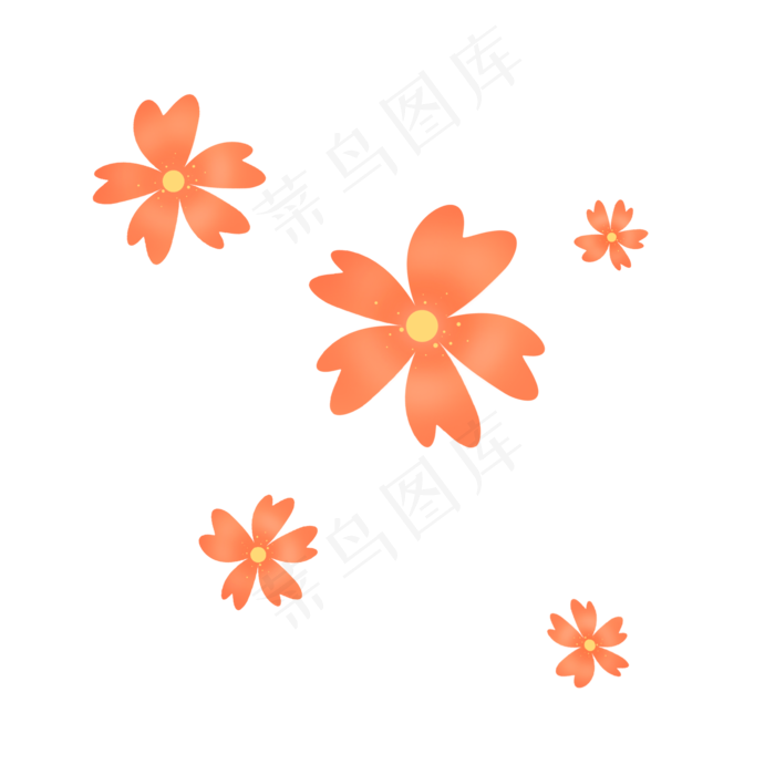 橙色可爱心形小花