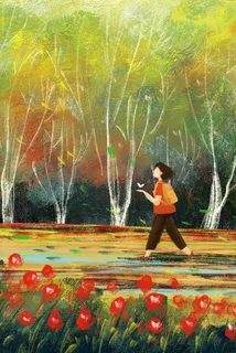 夏日森林旅行油画纹理 夏日森林旅行油画纹理