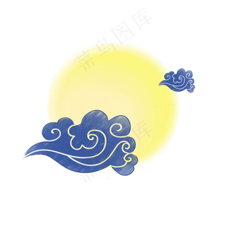 卡通手绘中秋节中秋月亮祥云