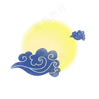 卡通手绘中秋节中秋月亮祥云