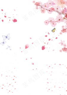 免扣水墨桃花飘,免抠元素