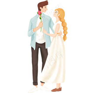 送玫瑰的情侣免抠图