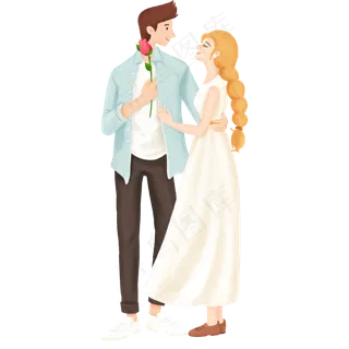 送玫瑰的情侣免抠图