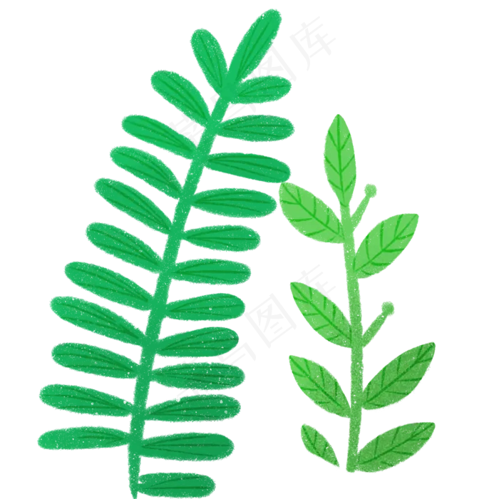 绿色的枝叶植物卡通(2000X2000(DPI:300))psd模版下载