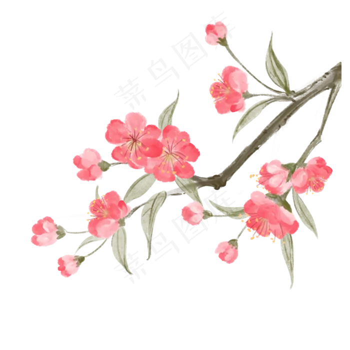 水彩花卉粉色清新唯美,免抠元素(2480X2480(DPI:300))psd模版下载