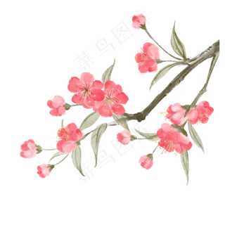 水彩花卉粉色清新唯美,免抠元素