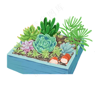 清新多肉植物盆栽设计元素,免抠元素