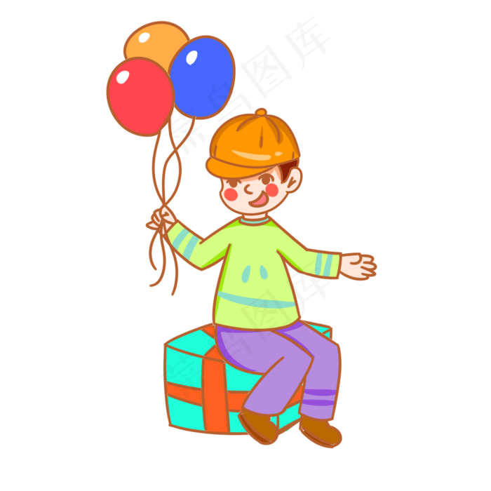 儿童节拿着气球的孩子手绘插画
