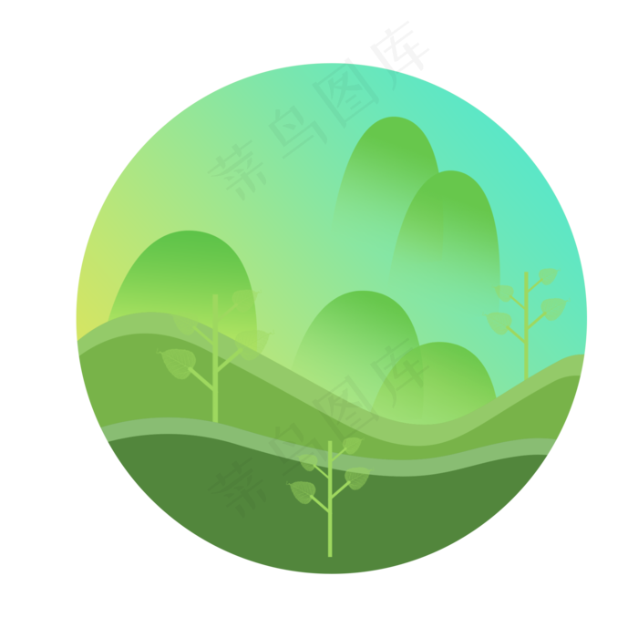 绿色植树节树木山景,免抠元素(2000X2000(DPI:300))psd模版下载