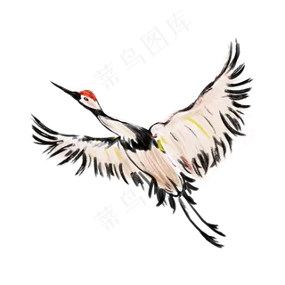 仙鹤水墨飞翔插画