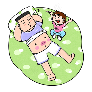 卡通父亲节父子夸张风调皮png