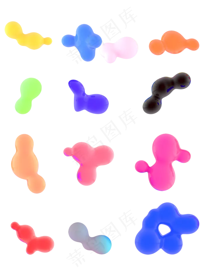 3D炫彩分子颗粒球体质感装饰漂浮�,免抠元素(1024*1369px 72 dpi )psd模版下载