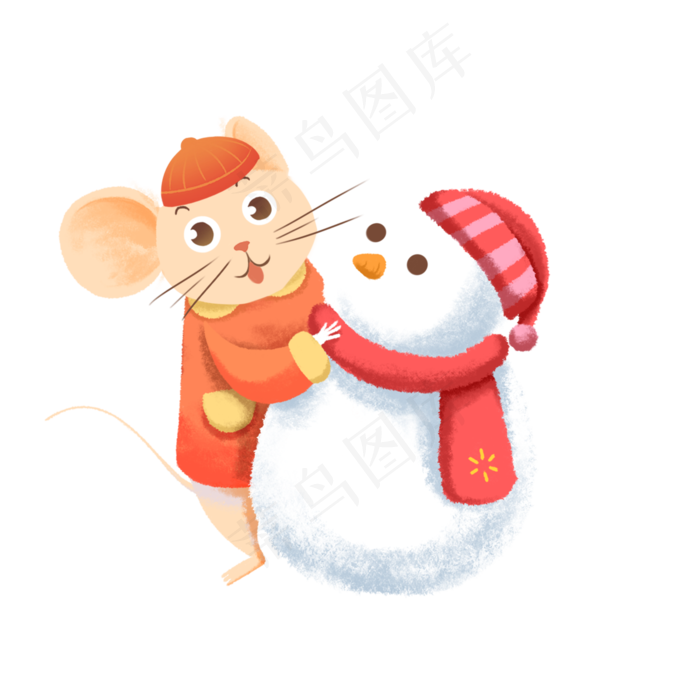 鼠年堆雪人老鼠素材,免抠元素