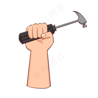 五一卡通手拿劳动工具标贴矢量,免抠元素