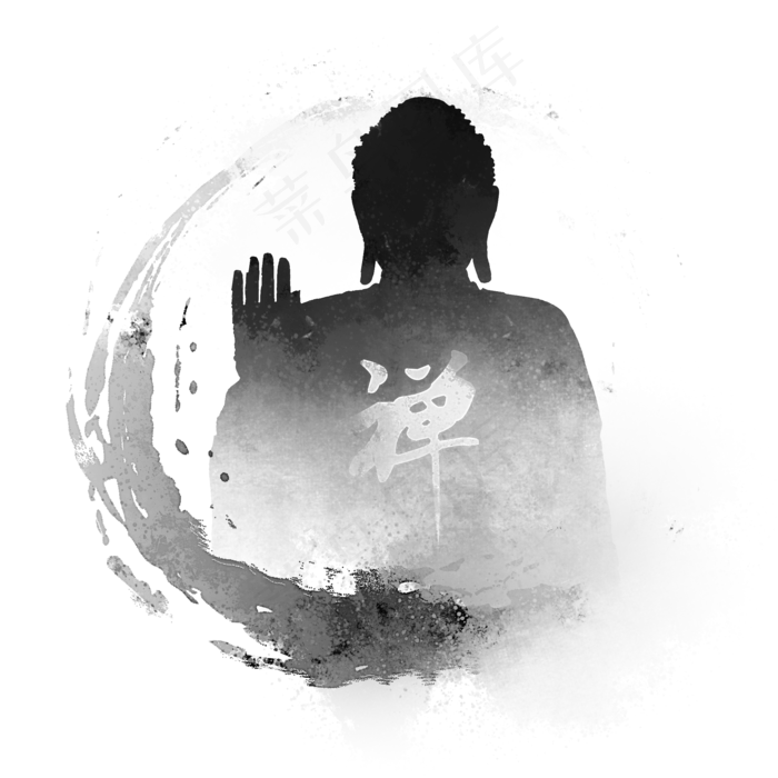 禅意中国风水墨佛像(2000X2000(DPI:299))psd模版下载