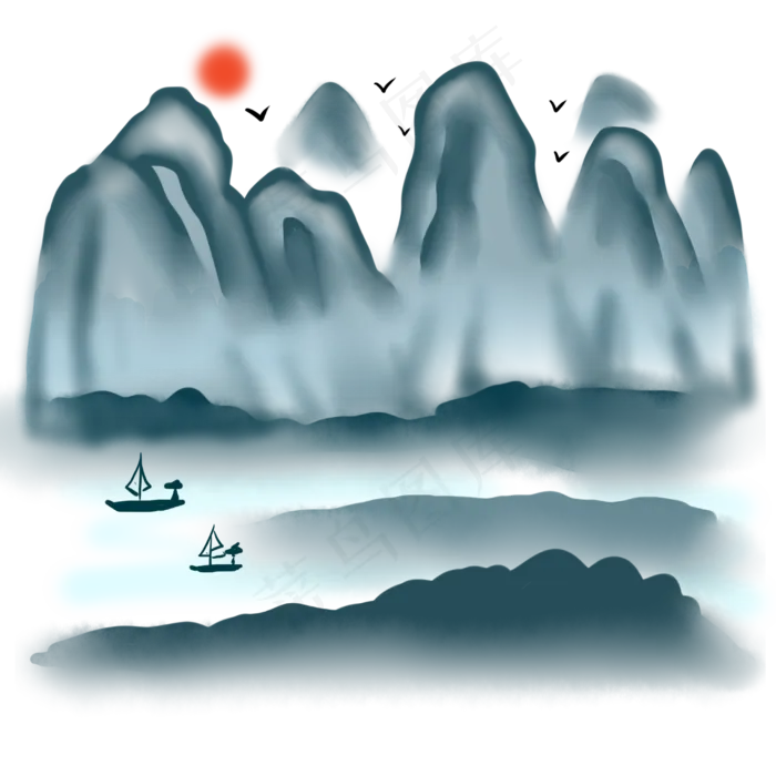 陡峭青山与清澈流水