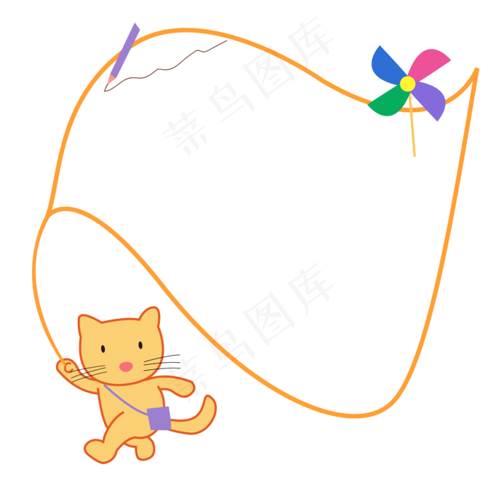 可爱小猫风车边框(2001*2001px 300 dpi )ai矢量模版下载