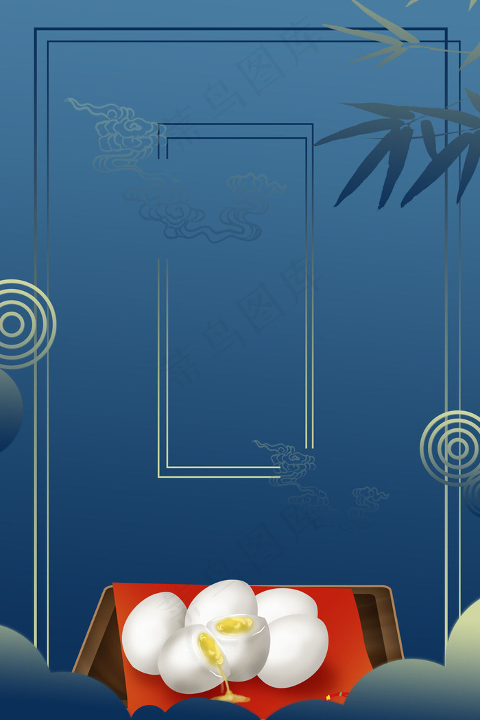 简约端午节鸭蛋中国风线条边框背景