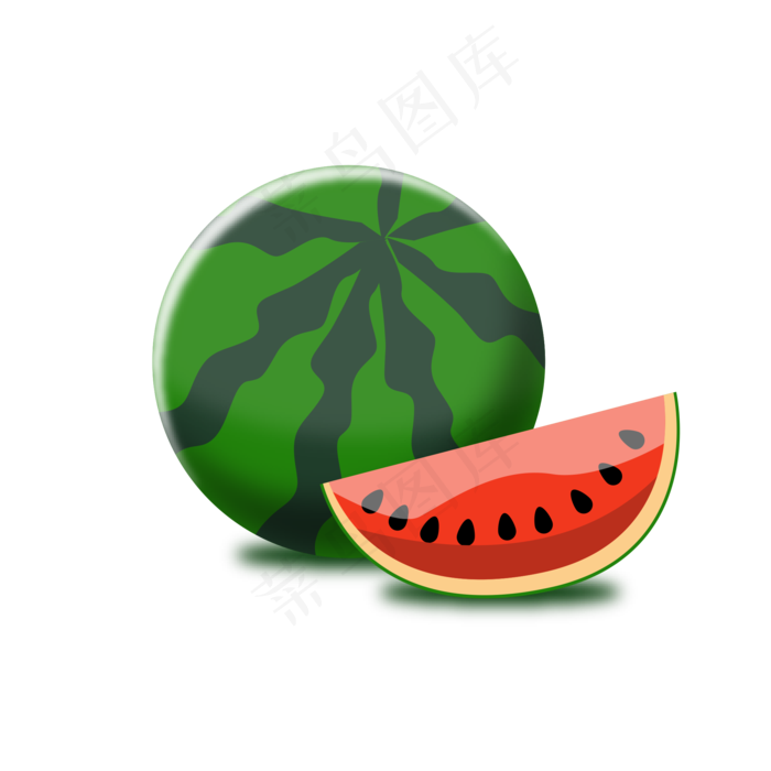 夏日西瓜素材卡通半写实免扣