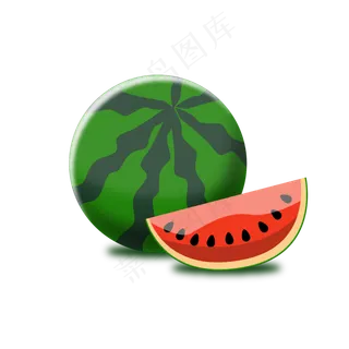 夏日西瓜素材卡通半写实免扣
