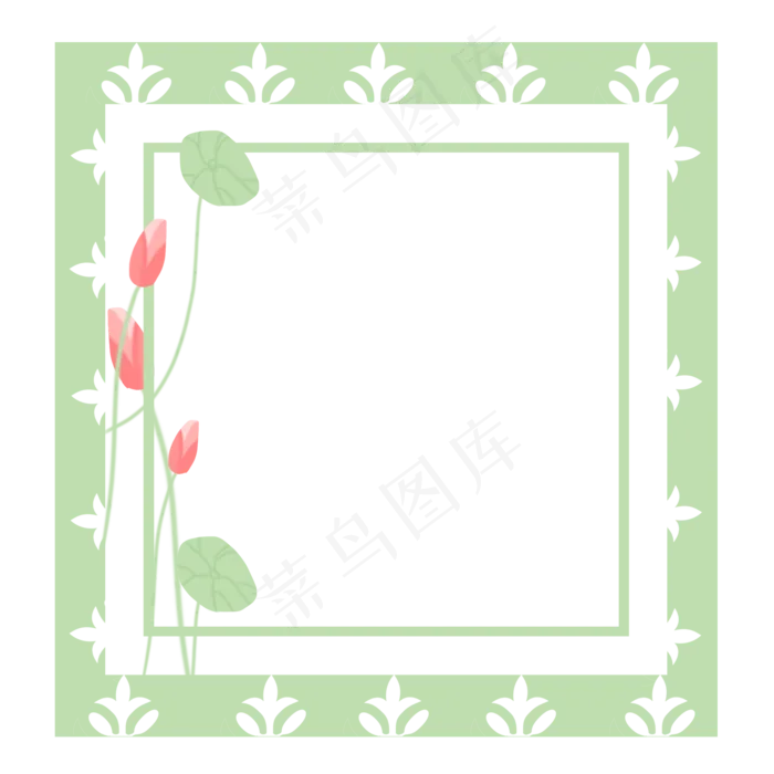 春夏荷花边框png素材(2000X2000(DPI:300))psd模版下载