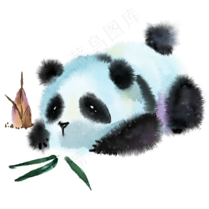 水彩动物手绘卡通熊猫元素(3000X3000(DPI:762))psd模版下载