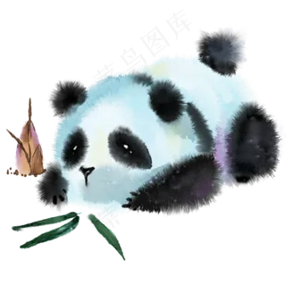 水彩动物手绘卡通熊猫元素