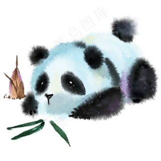 水彩动物手绘卡通熊猫元素