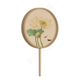 古风竹框荷花团扇