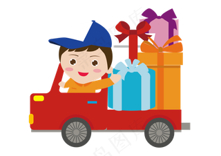 年货节扁平电商送货到家快递包邮,免抠元素