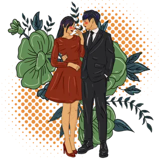 现代时尚情侣模特插图